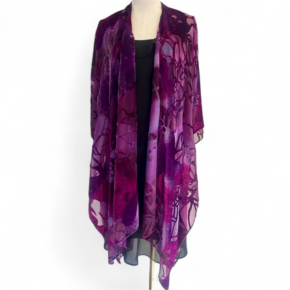 MJ SERECA Velvet Burnout Floral Kimono Whimsigoth Fairy Grunge Goth Boho | OSFM